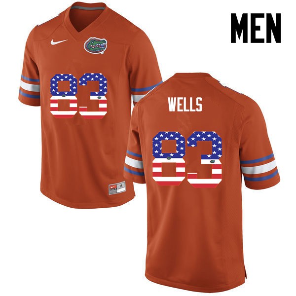 Florida Gators Men #83 Rick Wells College Football USA Flag Fashion Orange